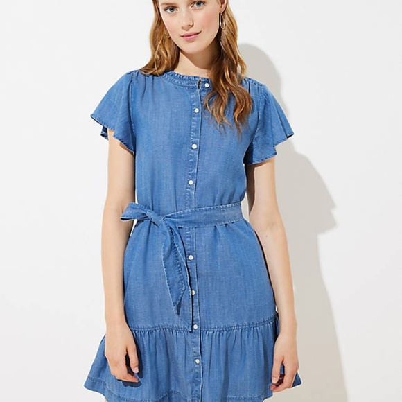LOFT Dresses & Skirts - LOFT‎ Women's NWT Chambray Tie Waist Flutter Dress